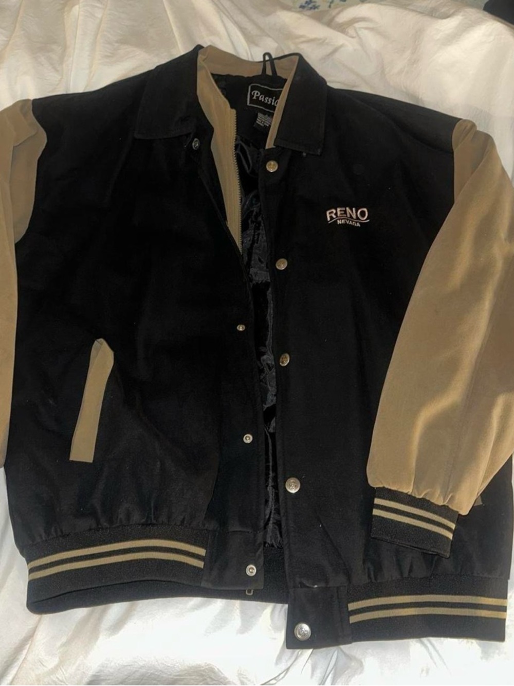 Reno Nevada Two-Tone Men's Bomber Jacket - Black & Tan